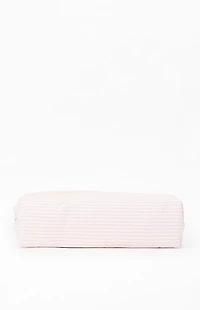 John Galt White & Pink Striped Makeup Bag