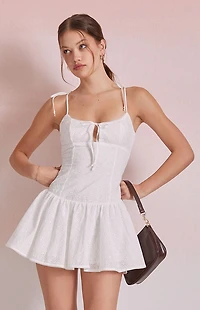 Beverly and Beck Eleanor Eyelet Tie Front Mini Dress