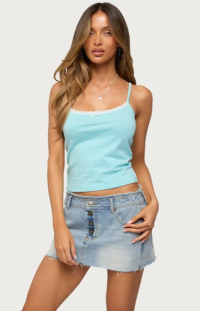 Edikted Emmaline Lacey Striped Tank Top