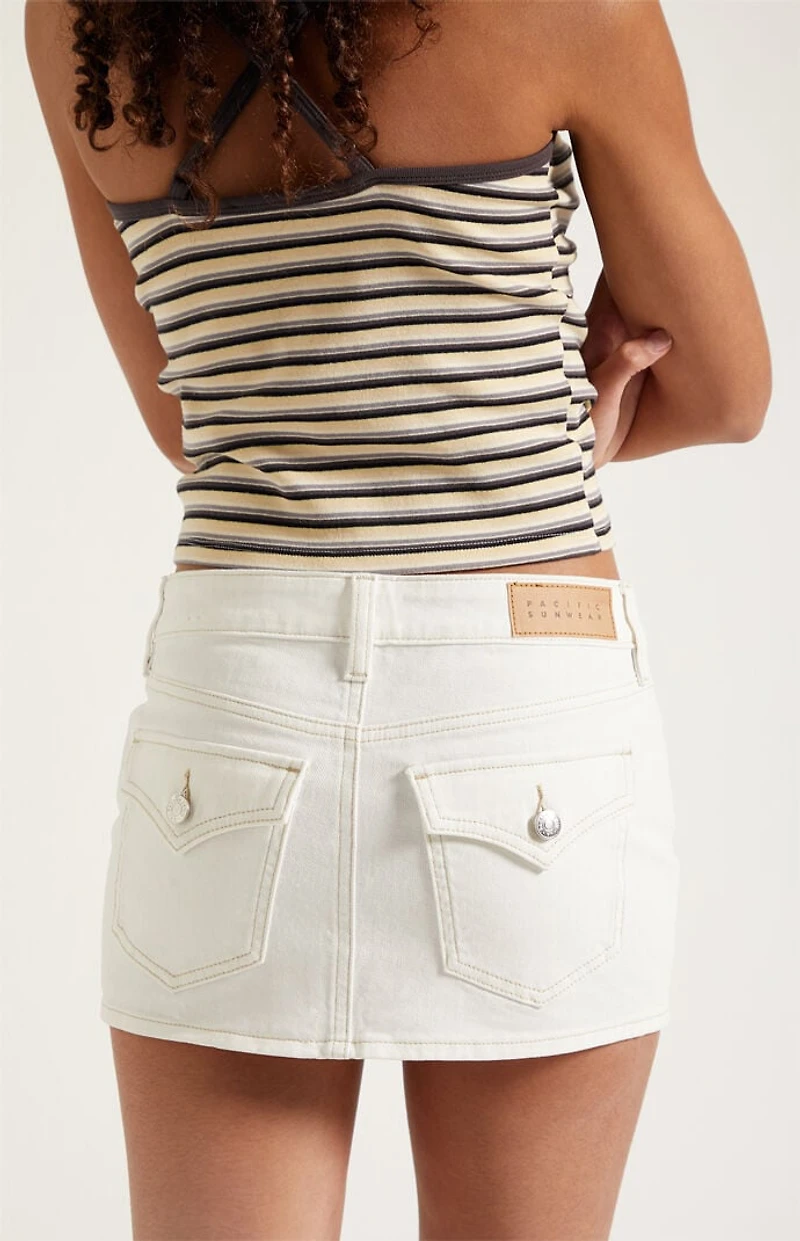 Pacsun Piper Stretch White Denim Micro Mini Skirt