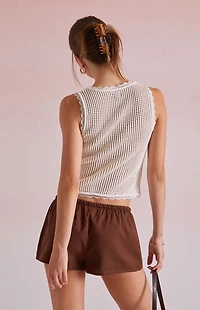 Beverly and Beck Lisette Tie Front Crochet Tank Top