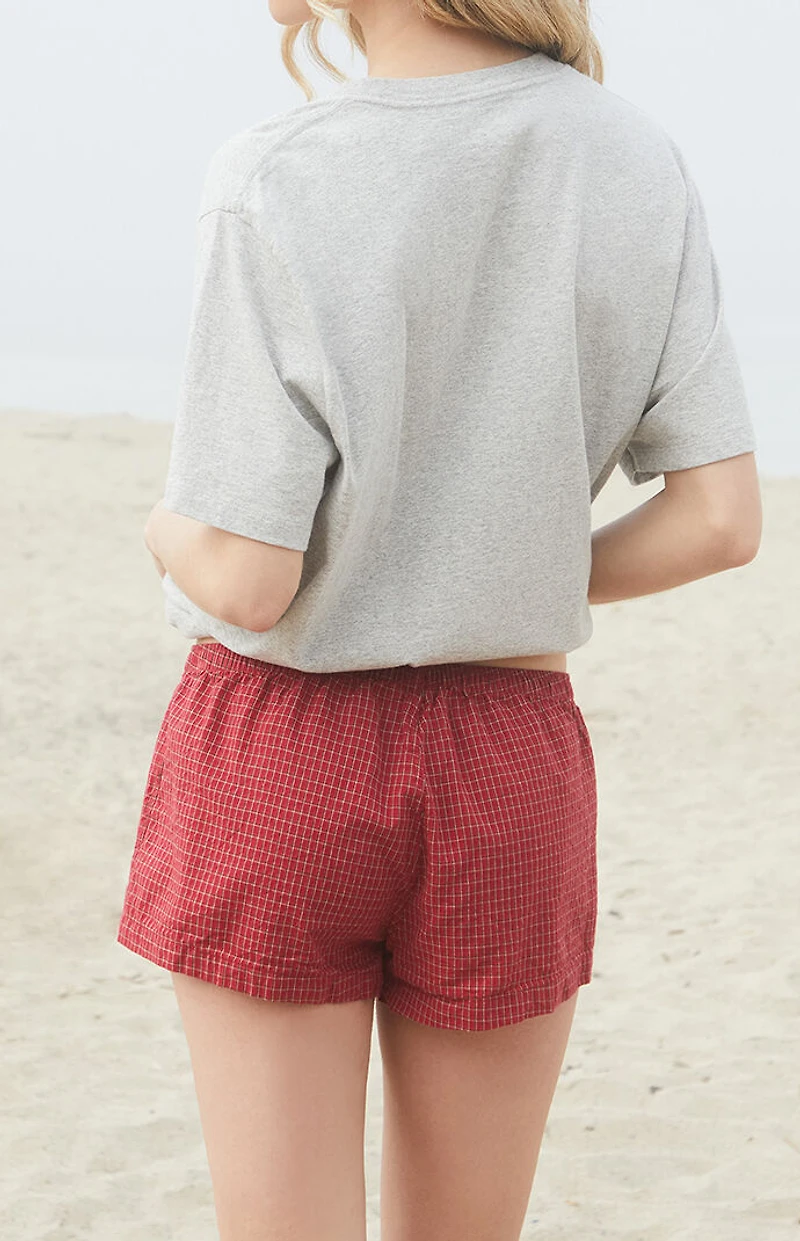 John Galt Red Plaid Keira Boxer Shorts