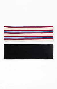 Pacsun 2 Pack Striped & White Headbands