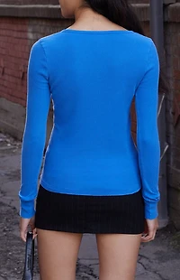 John Galt Electric Blue Zelly Long Sleeve Top