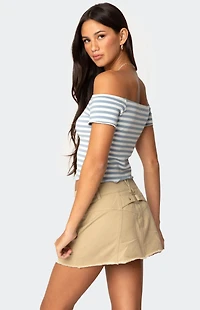 Edikted Shara Striped Off Shoulder Top