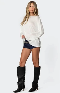 Edikted Oversized Semi Sheer Long Sleeve T-Shirt