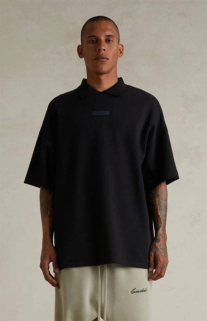 Fear of God ESSENTIALS Jet Black Pique Polo Shirt