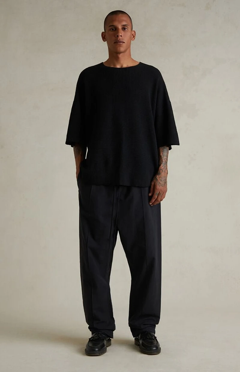 Fear of God ESSENTIALS Jet Black Waffle Knit Short Sleeve T-Shirt