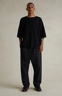 Fear of God ESSENTIALS Jet Black Waffle Knit Short Sleeve T-Shirt