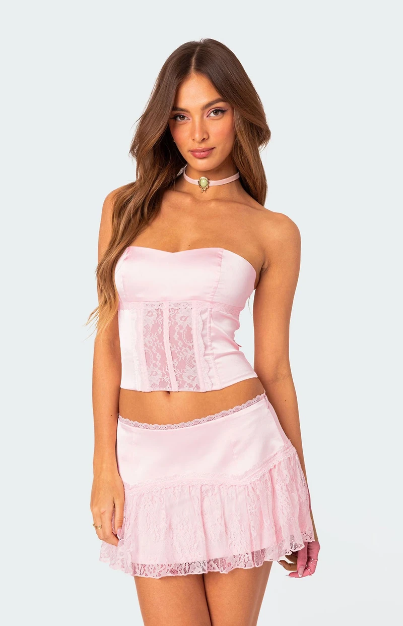 Edikted Lex Satin & Lace Corset