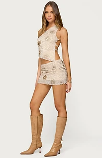 Edikted Astrid Beaded Backless One Shoulder Top