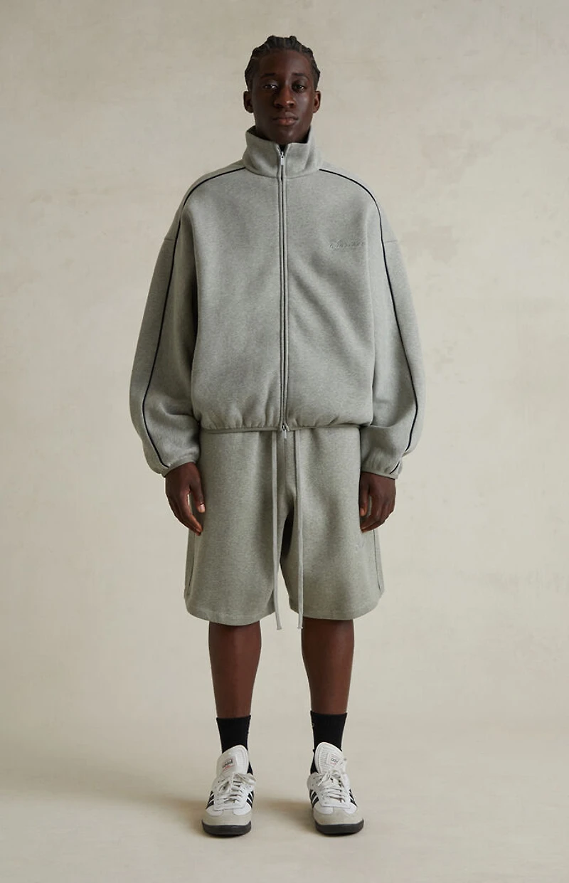 Fear of God ESSENTIALS Concrete Heather & Black Modern Fleece Track Jacket