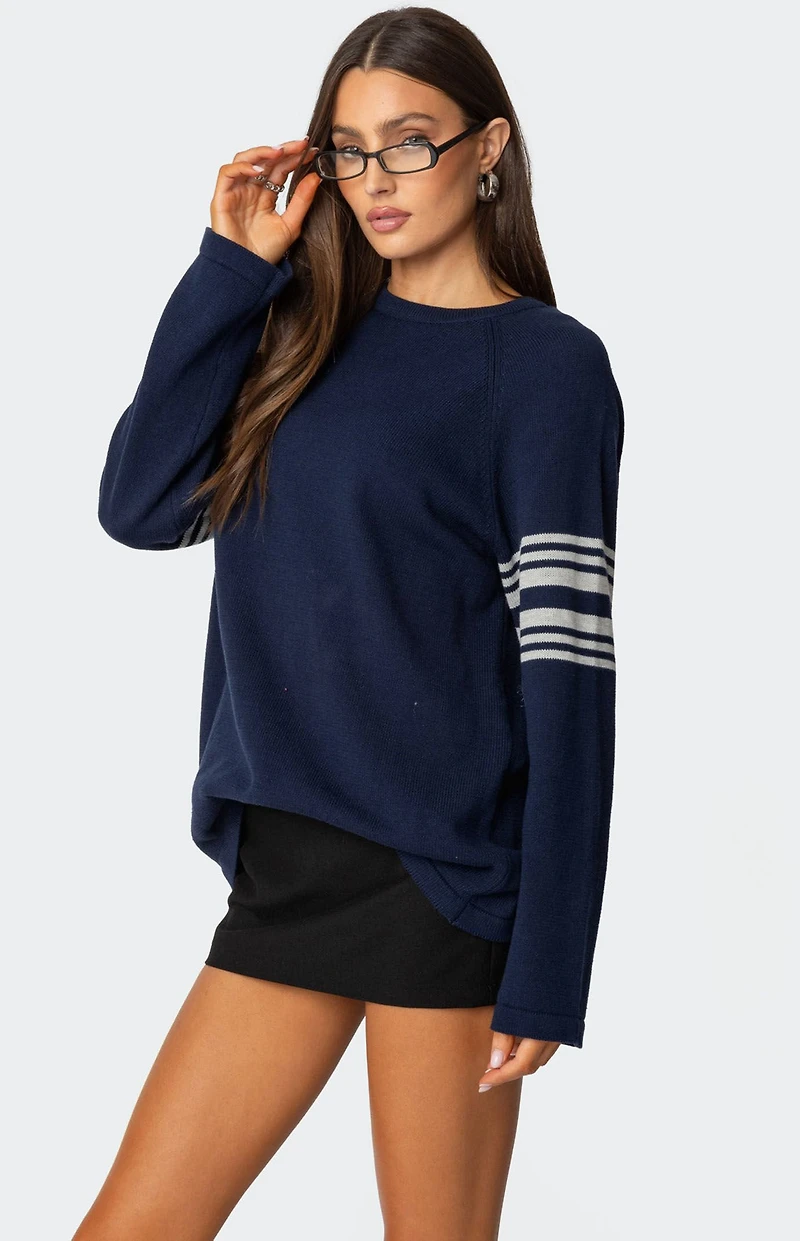 Edikted Contrast Stripe Oversized Knit Top