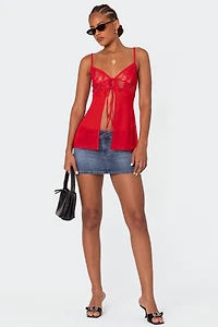 Edikted Mimosa Sheer Lace Long Tank Top