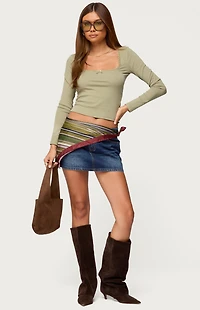 Edikted Mora Lace Trim Ribbed T-Shirt