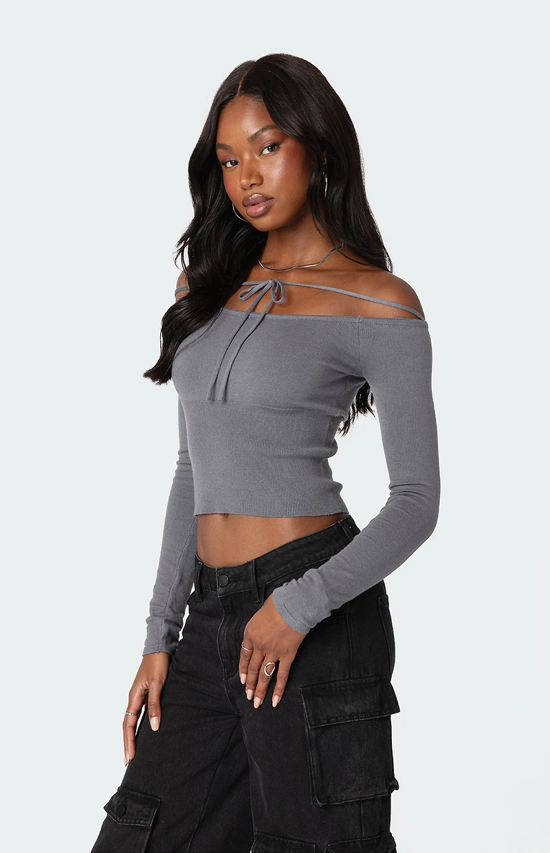Edikted Jane Tie Front Knit Top