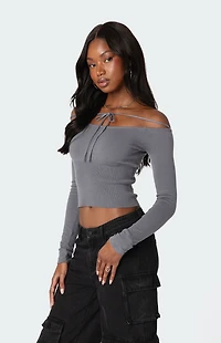 Edikted Jane Tie Front Knit Top