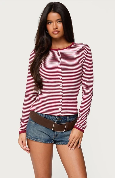 Edikted Rayla Striped Button Up Top