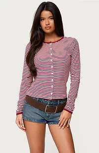 Edikted Rayla Striped Button Up Top