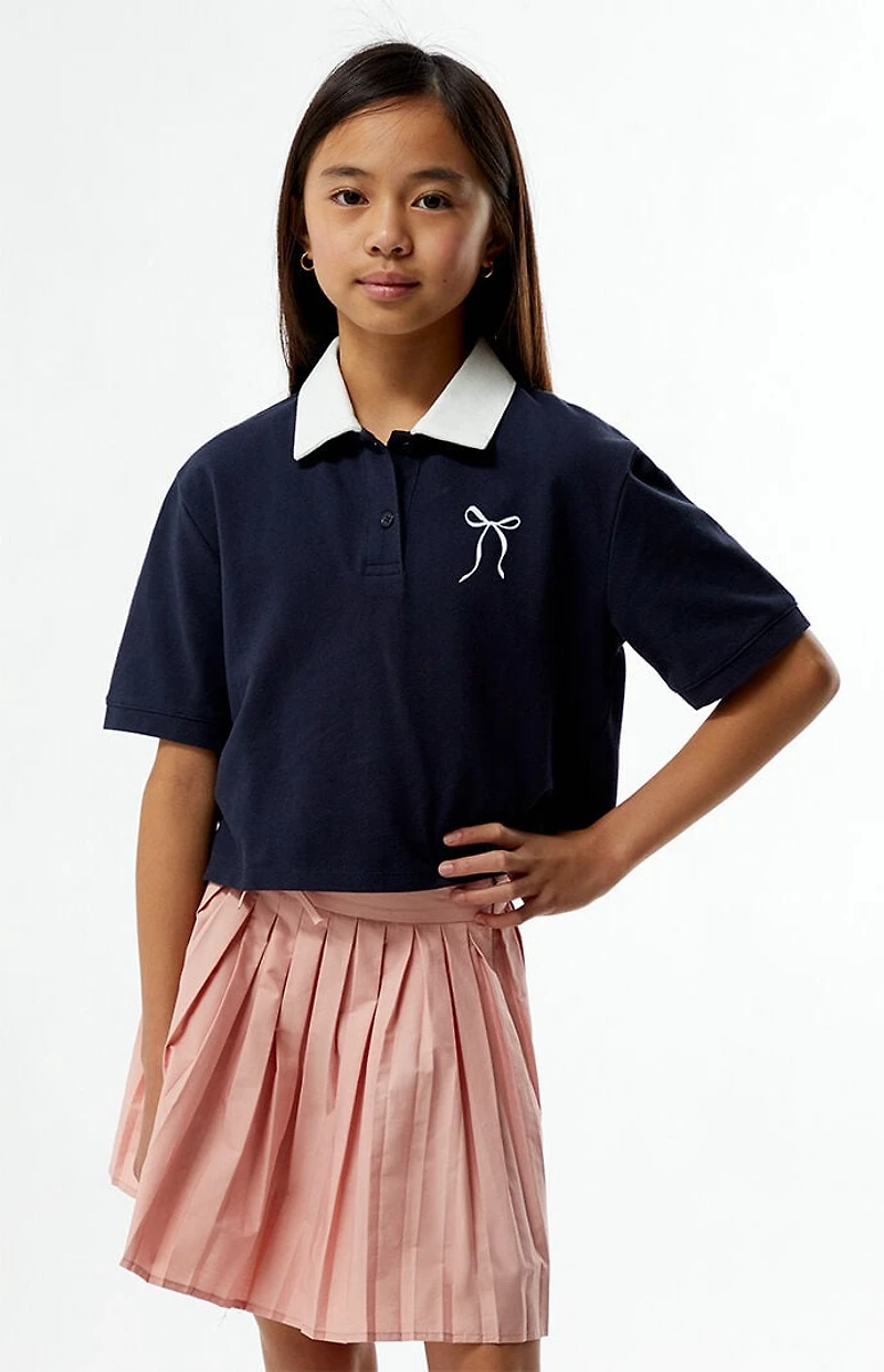 Pacsun Kids Bow Embroidered Cropped Polo Shirt