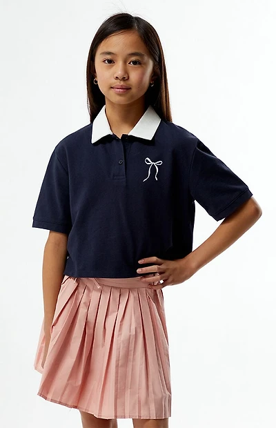 Pacsun Kids Bow Embroidered Cropped Polo Shirt