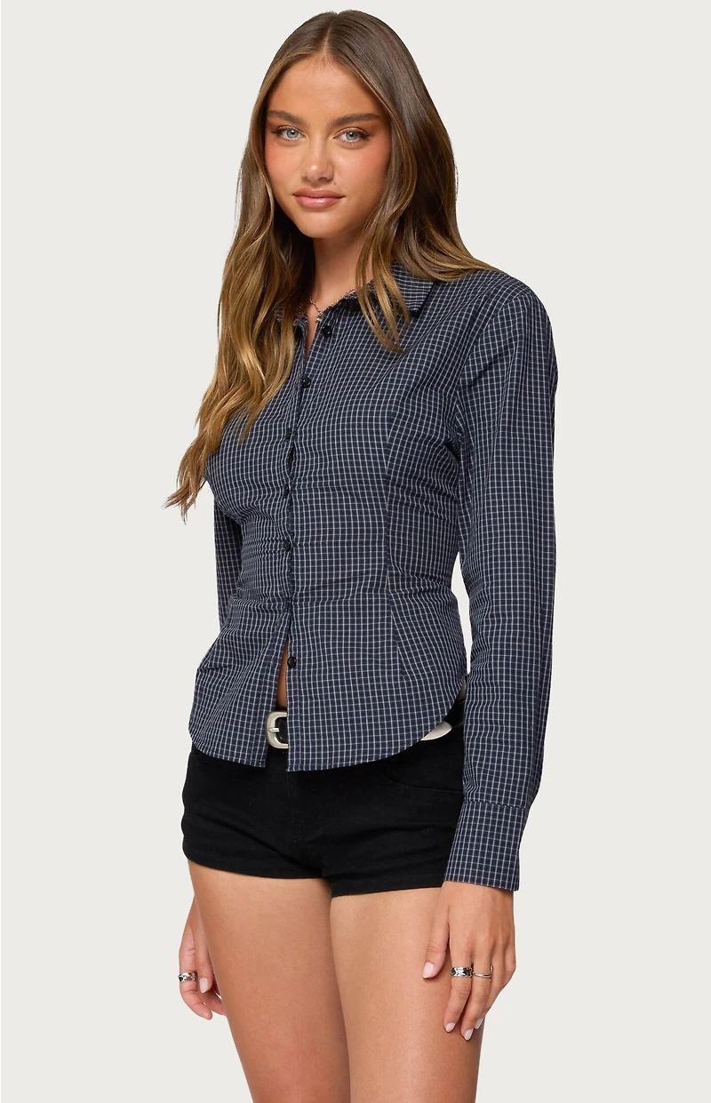 Edikted Lisbet Checkered Button Up Shirt