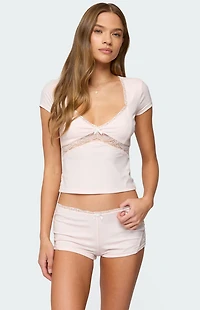 Edikted Arcadia Lacey V Neck Top