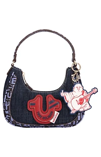 True Religion Graphic Trim Denim Hobo Bag