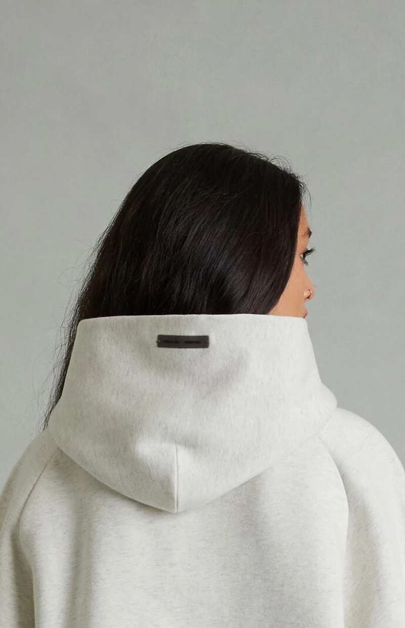 Fear of God ESSENTIALS Women's Heather Oatmeal '90s Embossed Raglan Cropped Hoodie