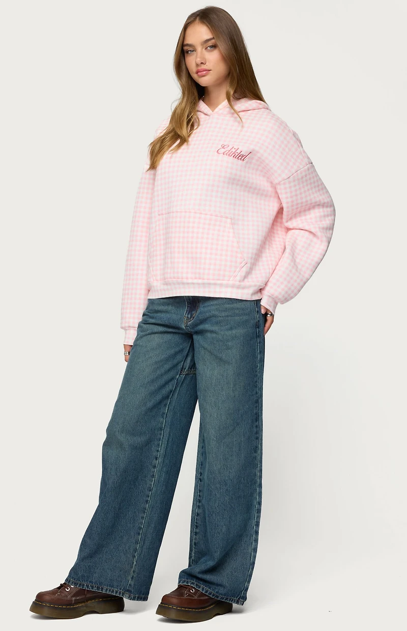 Edikted Gingham Oversized Hoodie