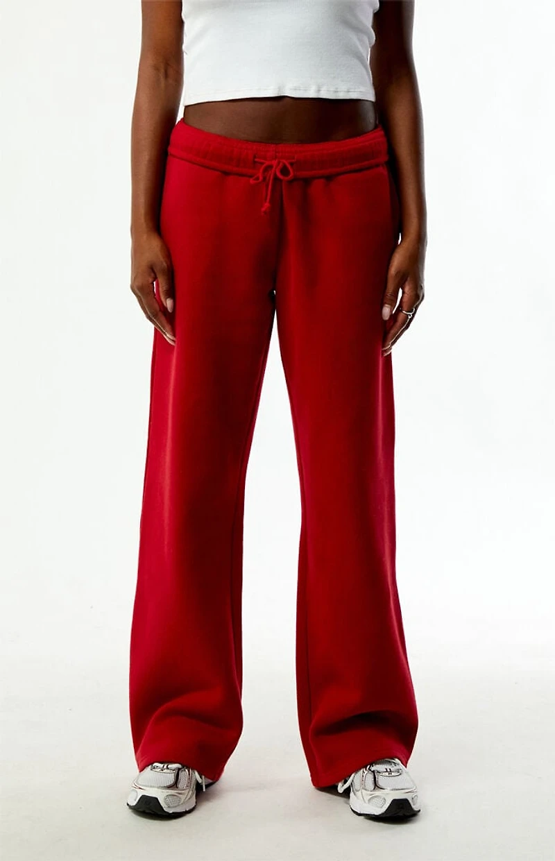 Pacsun Red Ultra Soft Fleece Core Washed Baggy Sweatpants