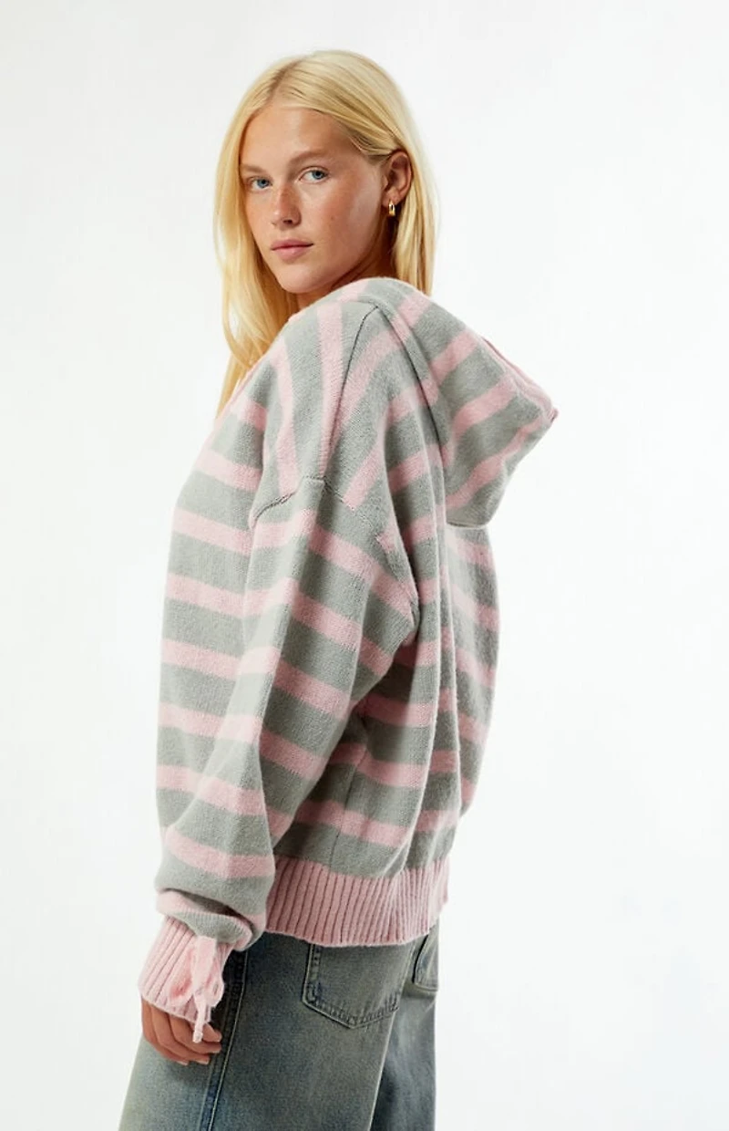 Daisy Street Bonnet Striped Hooded Cardigan