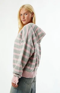 Daisy Street Bonnet Striped Hooded Cardigan