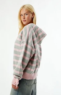 Daisy Street Bonnet Striped Hooded Cardigan