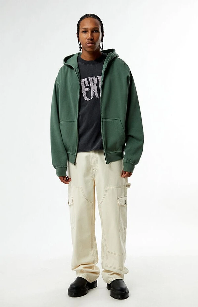 Pacsun Green Vintage Wash Full Zip Hoodie