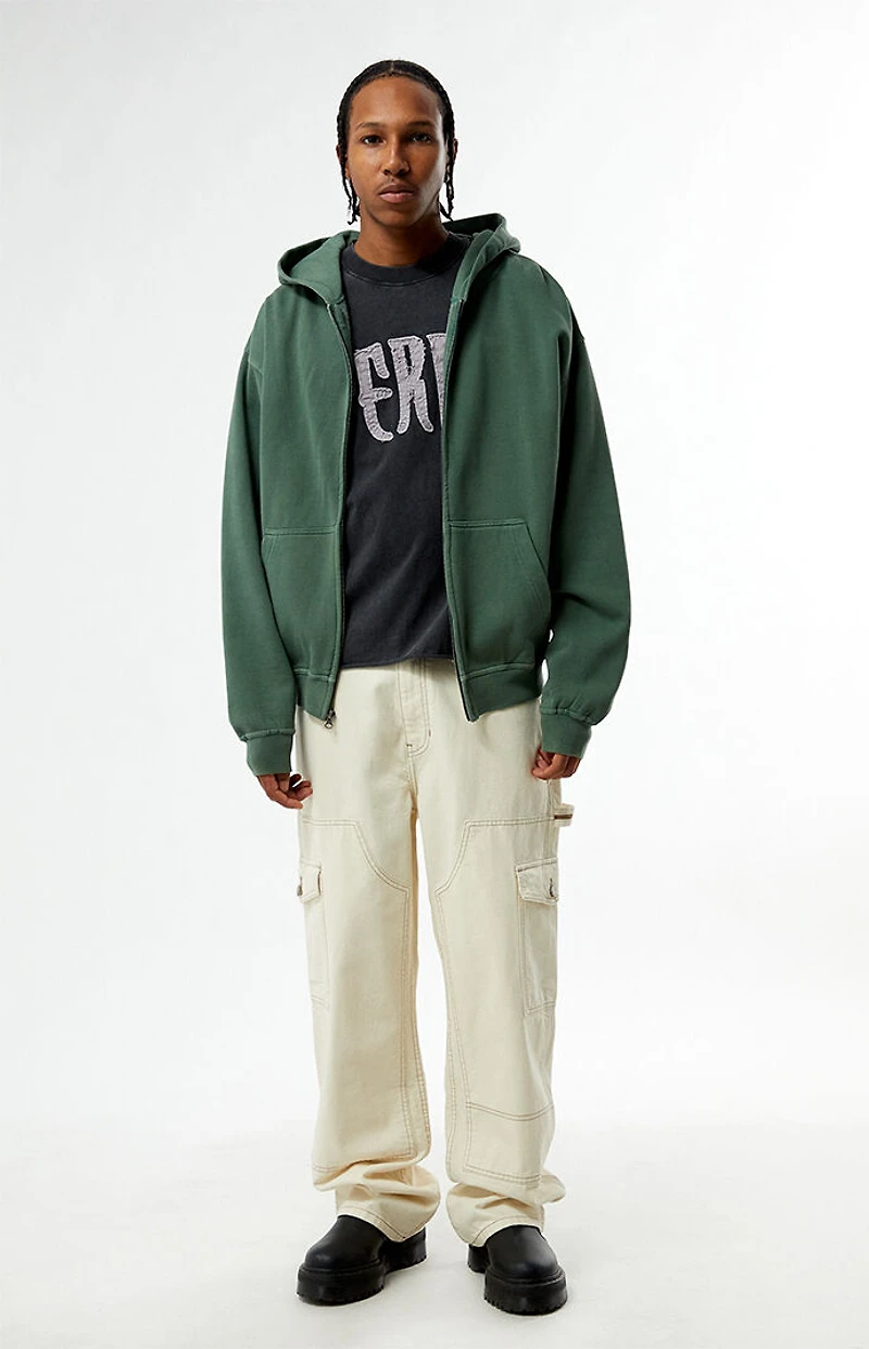 Pacsun Green Vintage Wash Full Zip Hoodie