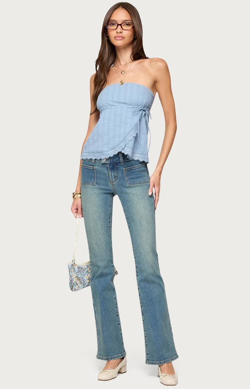 Edikted Narnie Striped Strapless Wrap Top