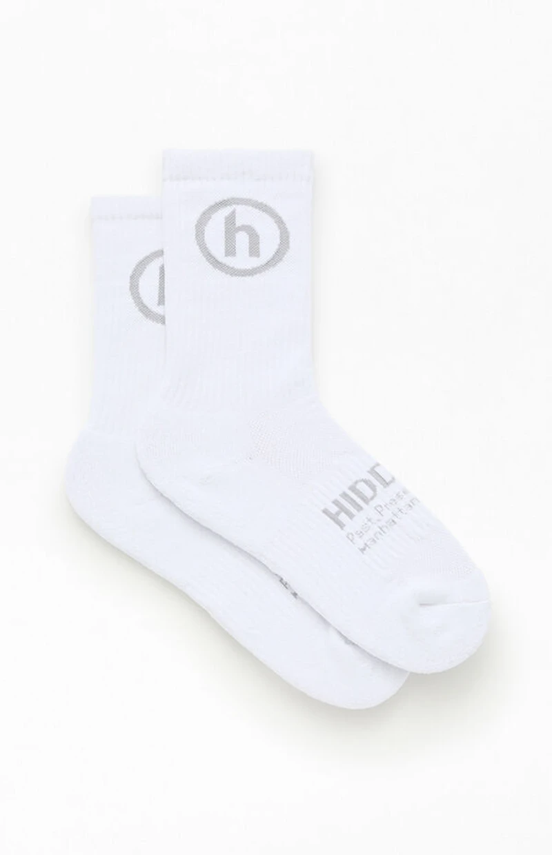 Hidden NY White & Grey Classic Crew Socks