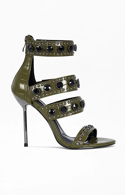 AZALEA WANG Women's Antonia Olive Stiletto Sandals