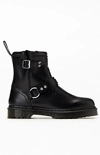 Dr Martens Black Anistone Harness Leather Low Biker Boots