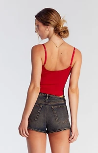 Pacsun Dark Indigo Tinted Button Fly High Waisted Denim Festival Shorts