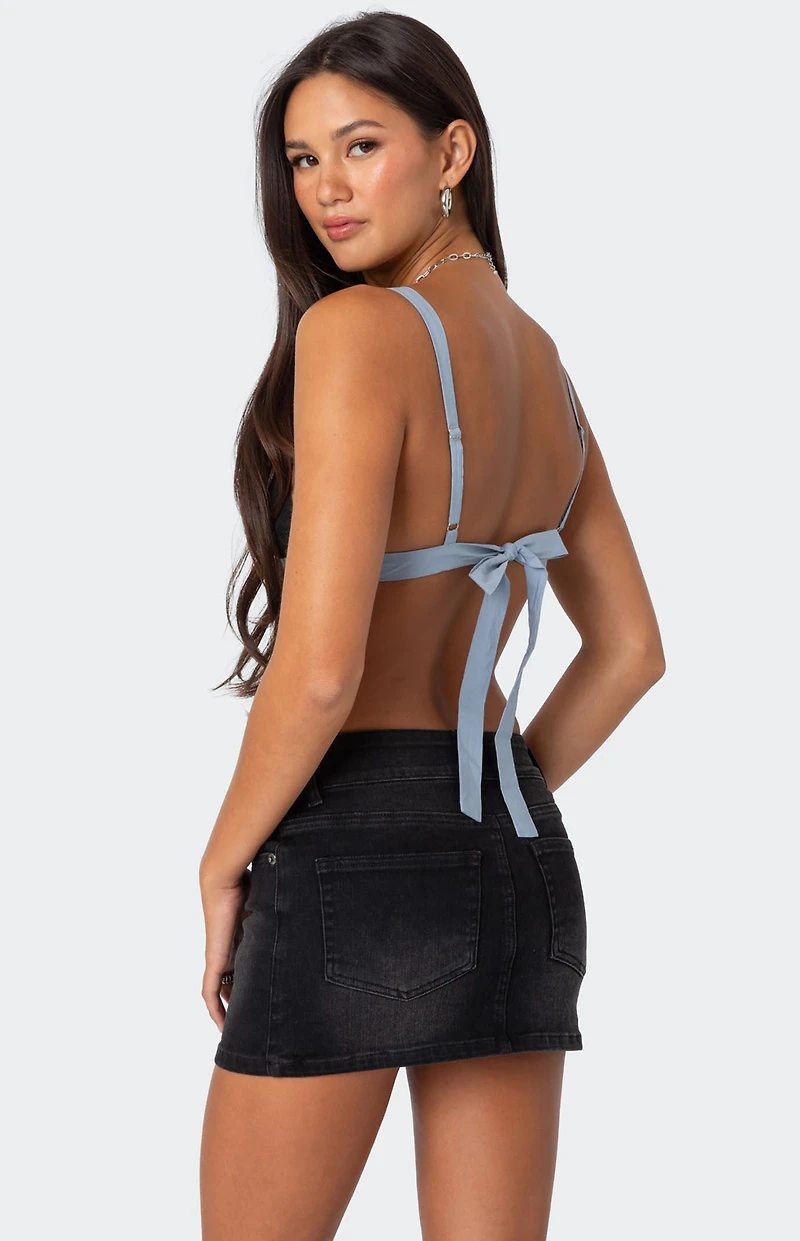Edikted Sheer Lace Open Back Tank Top