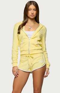 Edikted Madilyn Terry Cloth Zip Up Hoodie