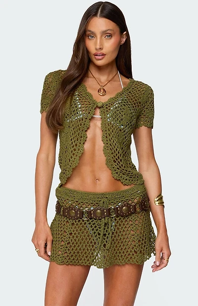 Edikted Mabelle Crochet Split Front Top