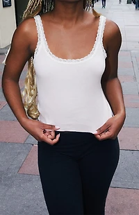 John Galt Pink Beyonca Lace Tank Top