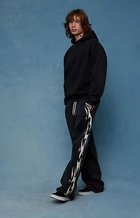 Pacsun Black Flame Star Fleece Baggy Sweatpants