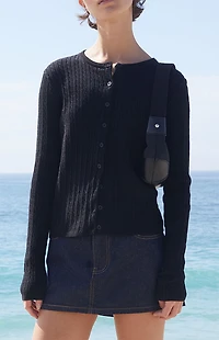 John Galt Black Zoe Cable Knit Cardigan