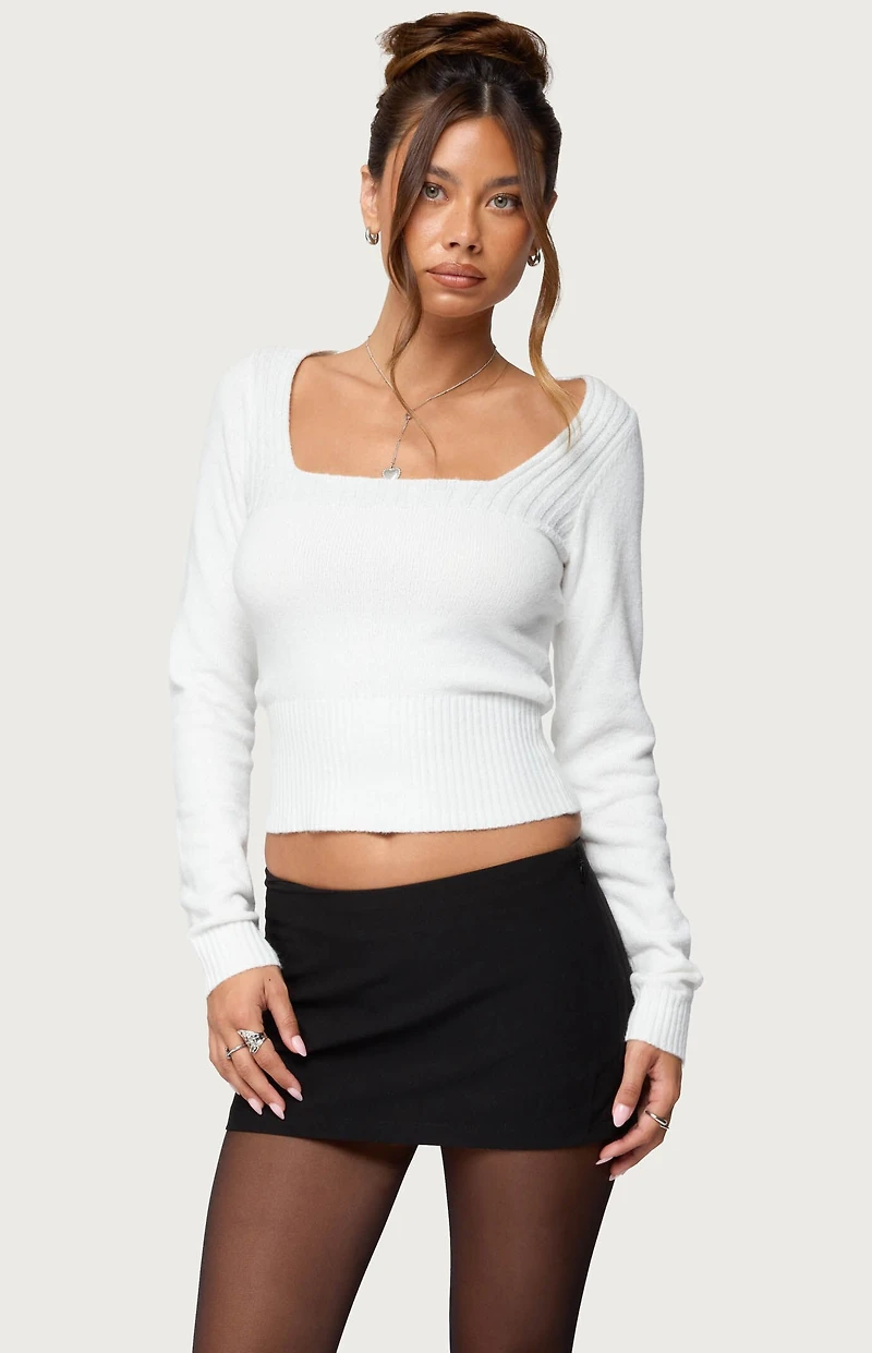 Edikted Kerry Square Neck Knit Top