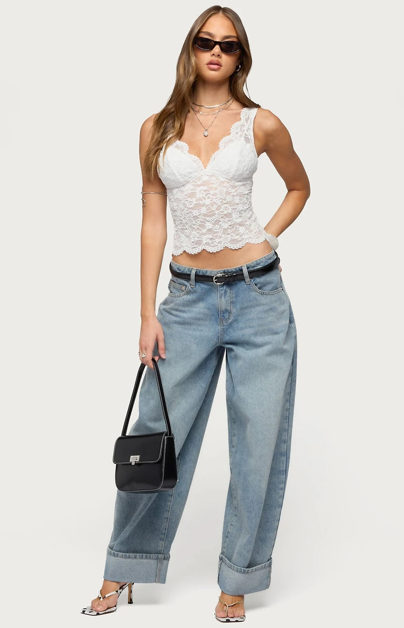 Edikted Araura Velvet Lace Top