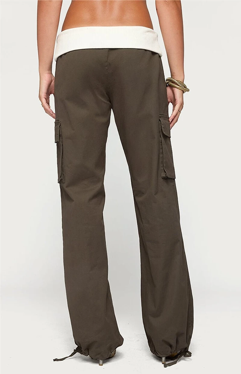 Edikted Jolee Contrast Ribbed Foldover Cargo Pants